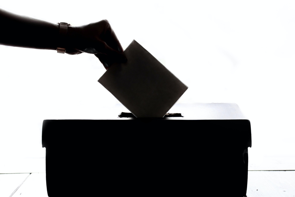 Silhouette of a person casting a ballot