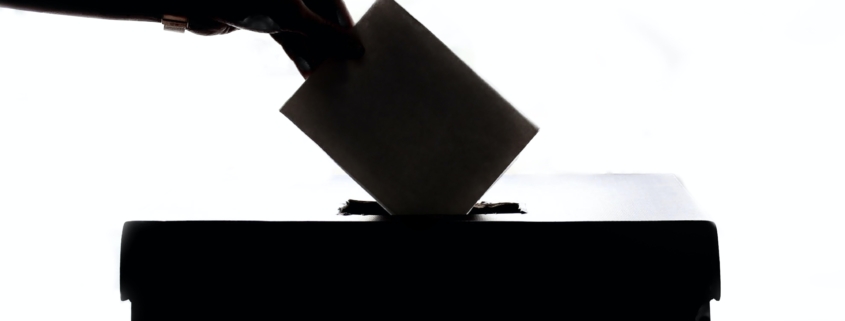 Silhouette of a person casting a ballot