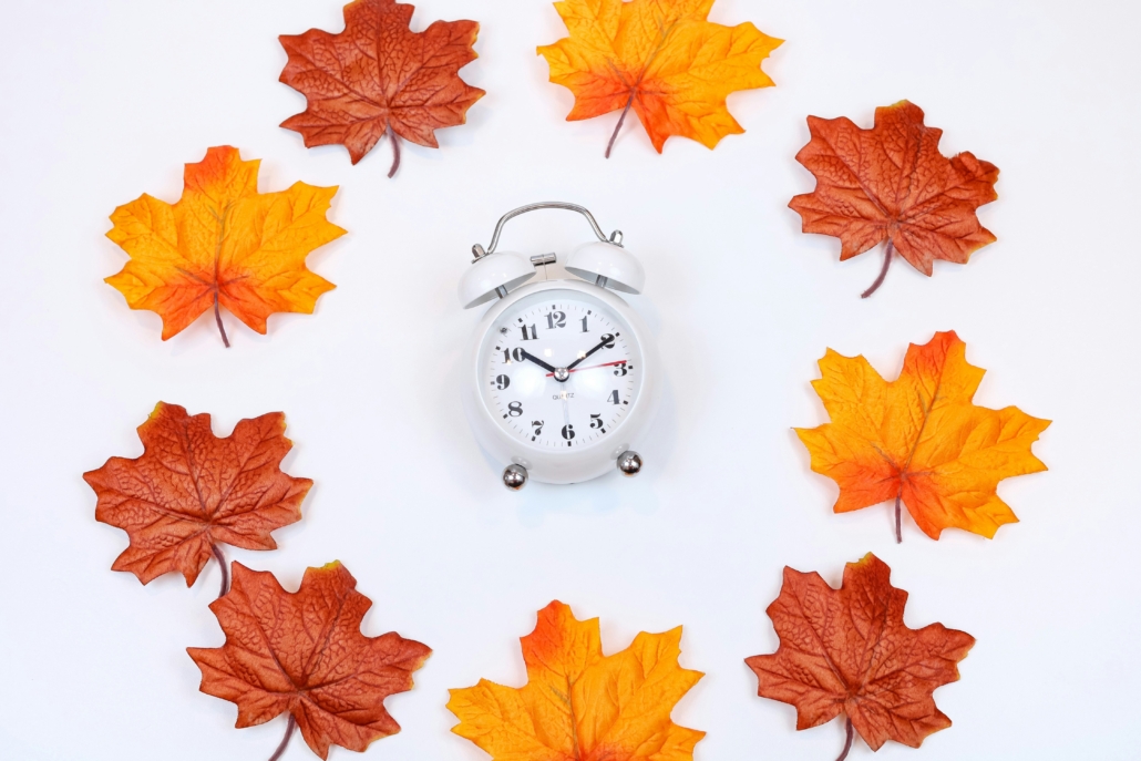 Autumn leaves and an alarm clock